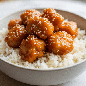 Tender, crispy chicken pieces tossed in a zesty orange glaze. Served over a bed of steamed jasmine rice and veggies.