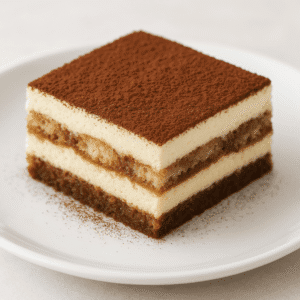 A single slice of tiramisu cake