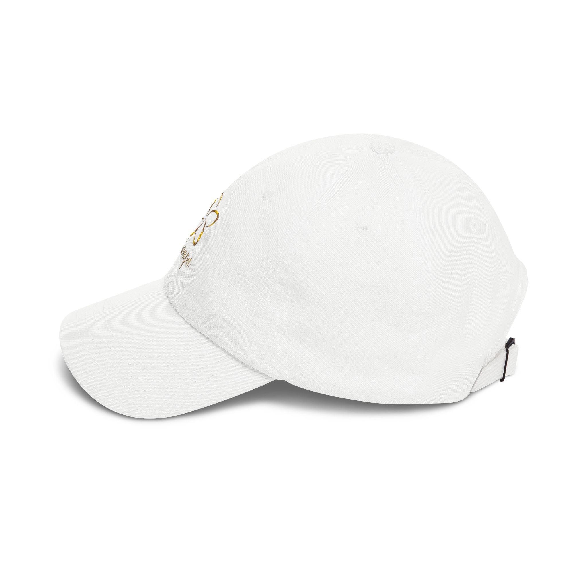 Classic Dad Cap — Gold Plumeria Floral Embroidered "Champai" Hat - Image 3