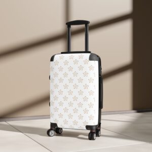 Floral Ditsy Carry-On Suitcase — Beige Mini Flower Pattern Travel Luggage