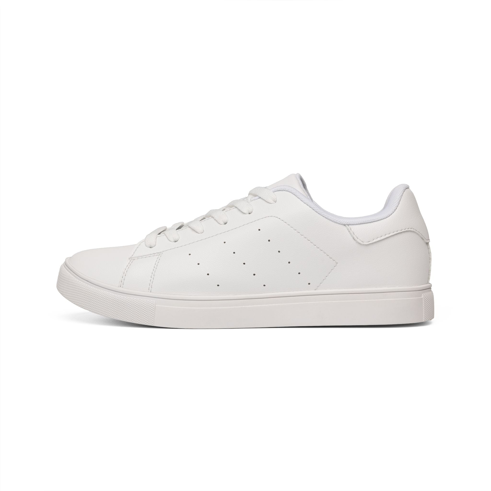 Men's White Low-Top Leather Sneakers — Classic Minimalist Casual Shoes - Image 3