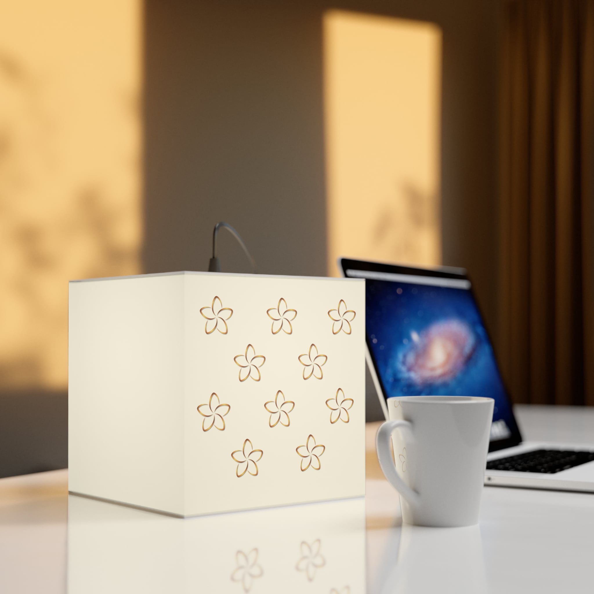Flower Pattern Light Cube Lamp — Modern Ambient Hanging Lamp