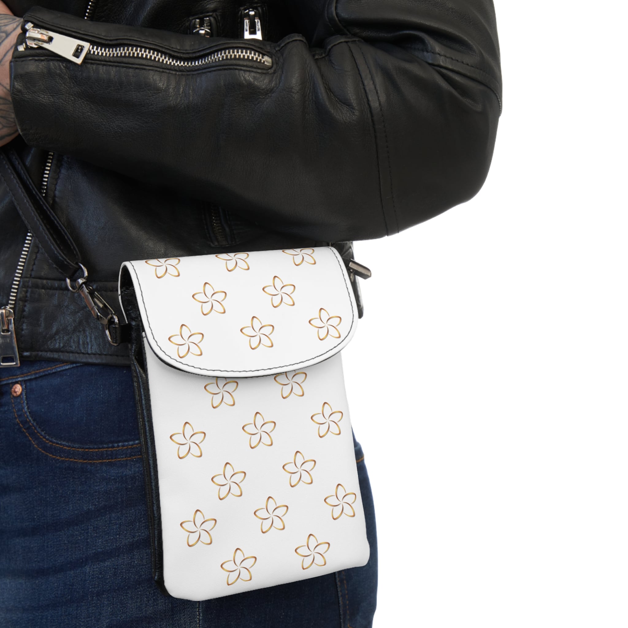 Floral Crossbody Phone Wallet — Small Card Case with Strap