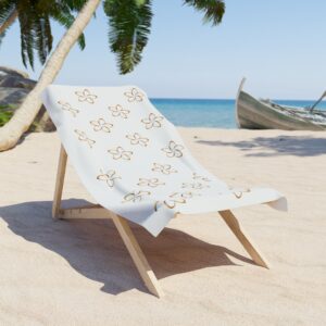Plumeria Pattern Beach Towel — White Tropical Floral Towel