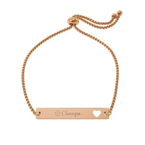 Engravable Heart Cutout Bar Bracelet — Adjustable Personalized Name Bracelet
