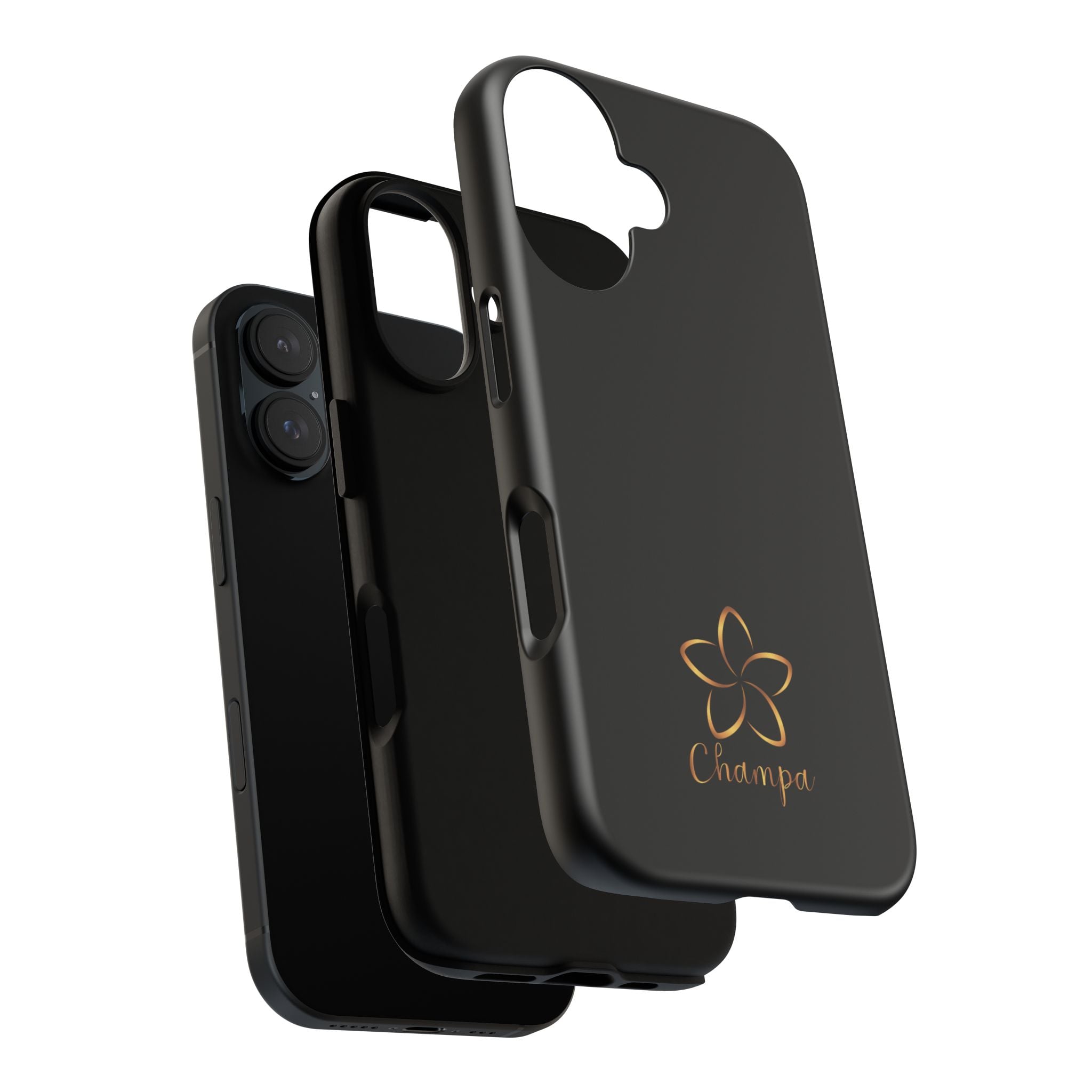 Champa Gold Floral Phone Case — Slim Black Protective Case with Elegant Flower Logo - Image 7