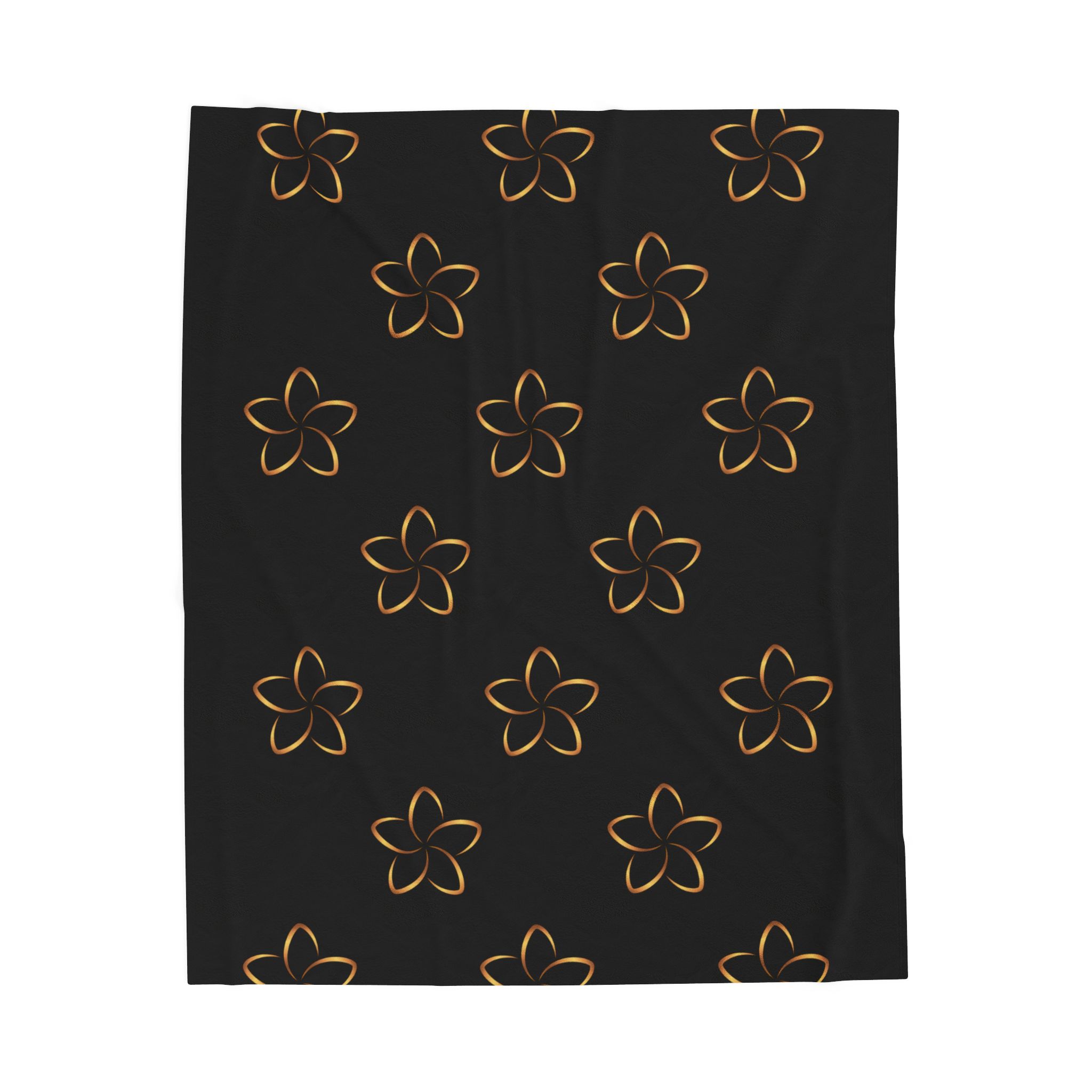 Velveteen Plush Blanket — Black Floral Outline Throw Blanket