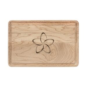 Engraved Plumeria Wooden Cutting Board — Decorative Tropical Flower Serving & Chopping Board