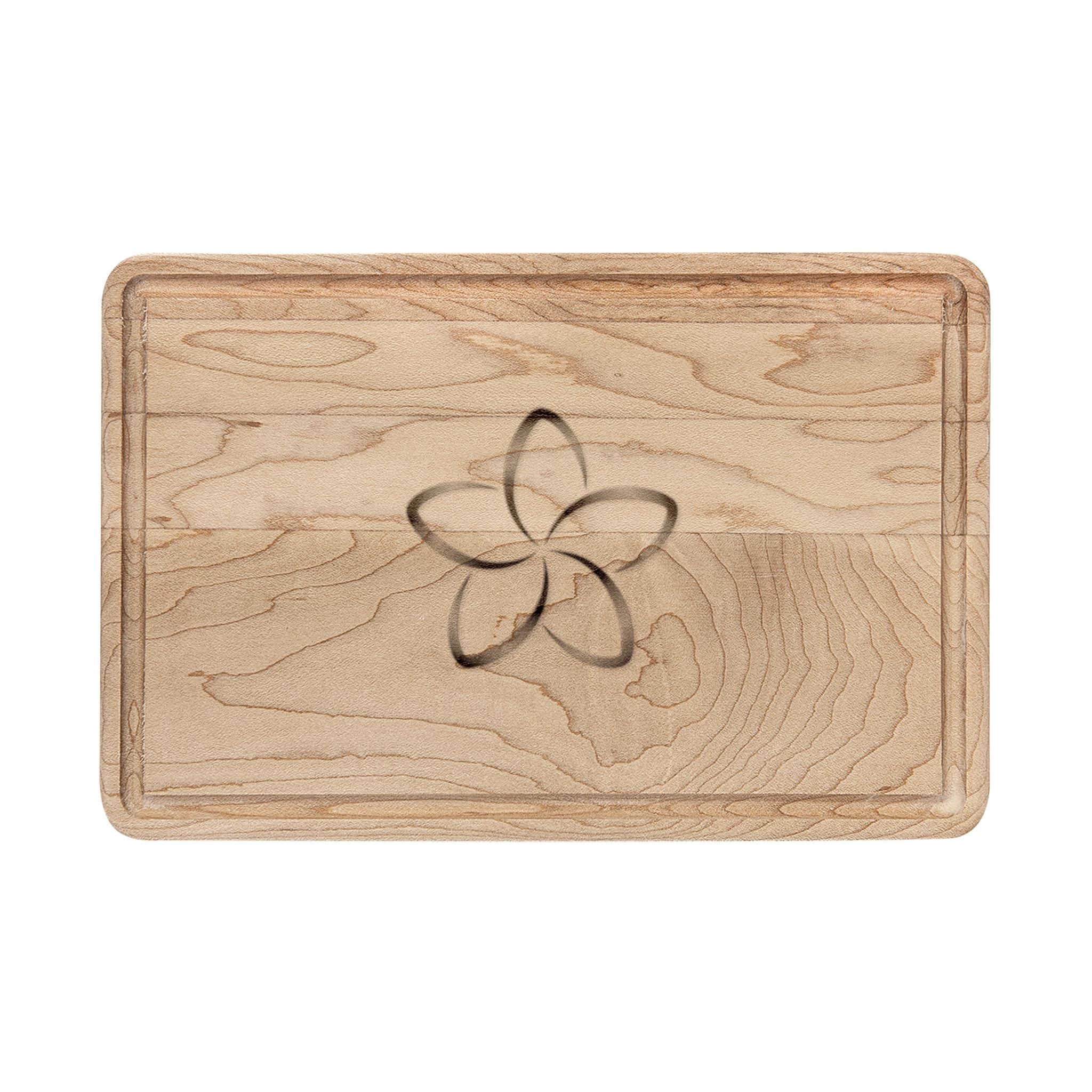 Engraved Plumeria Wooden Cutting Board — Decorative Tropical Flower Serving & Chopping Board