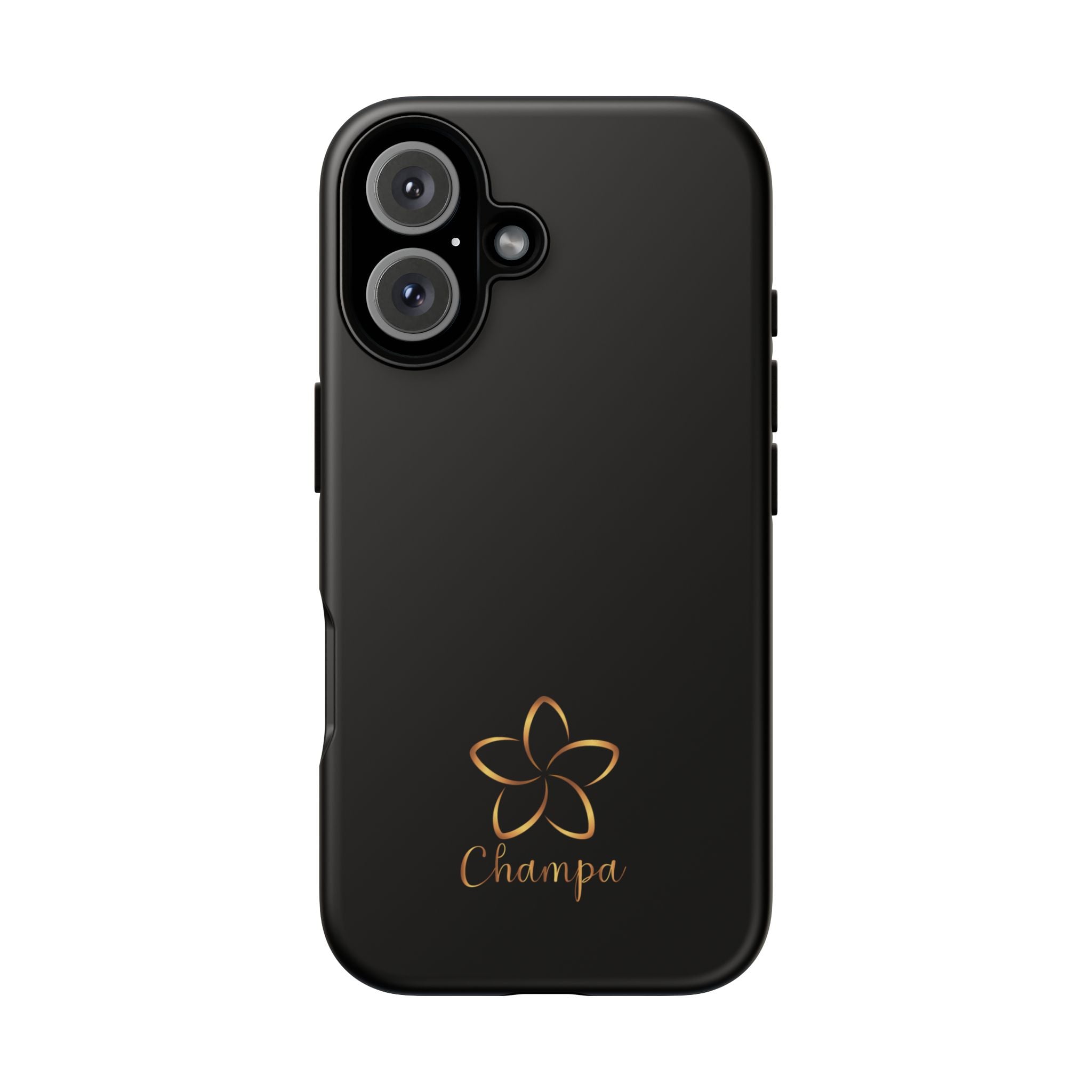 Champa Gold Floral Phone Case — Slim Black Protective Case with Elegant Flower Logo - Image 5