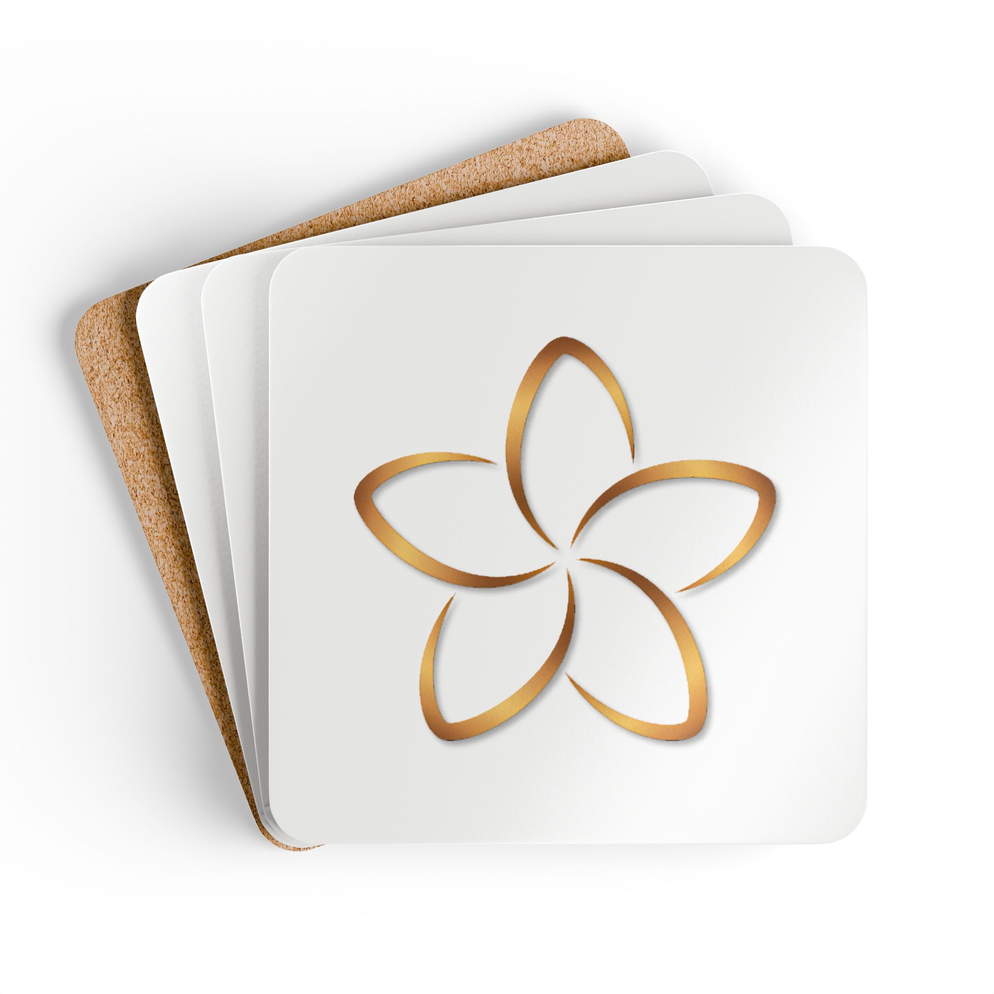 Hardboard Coasters with Cork Bottom (Set of 4)