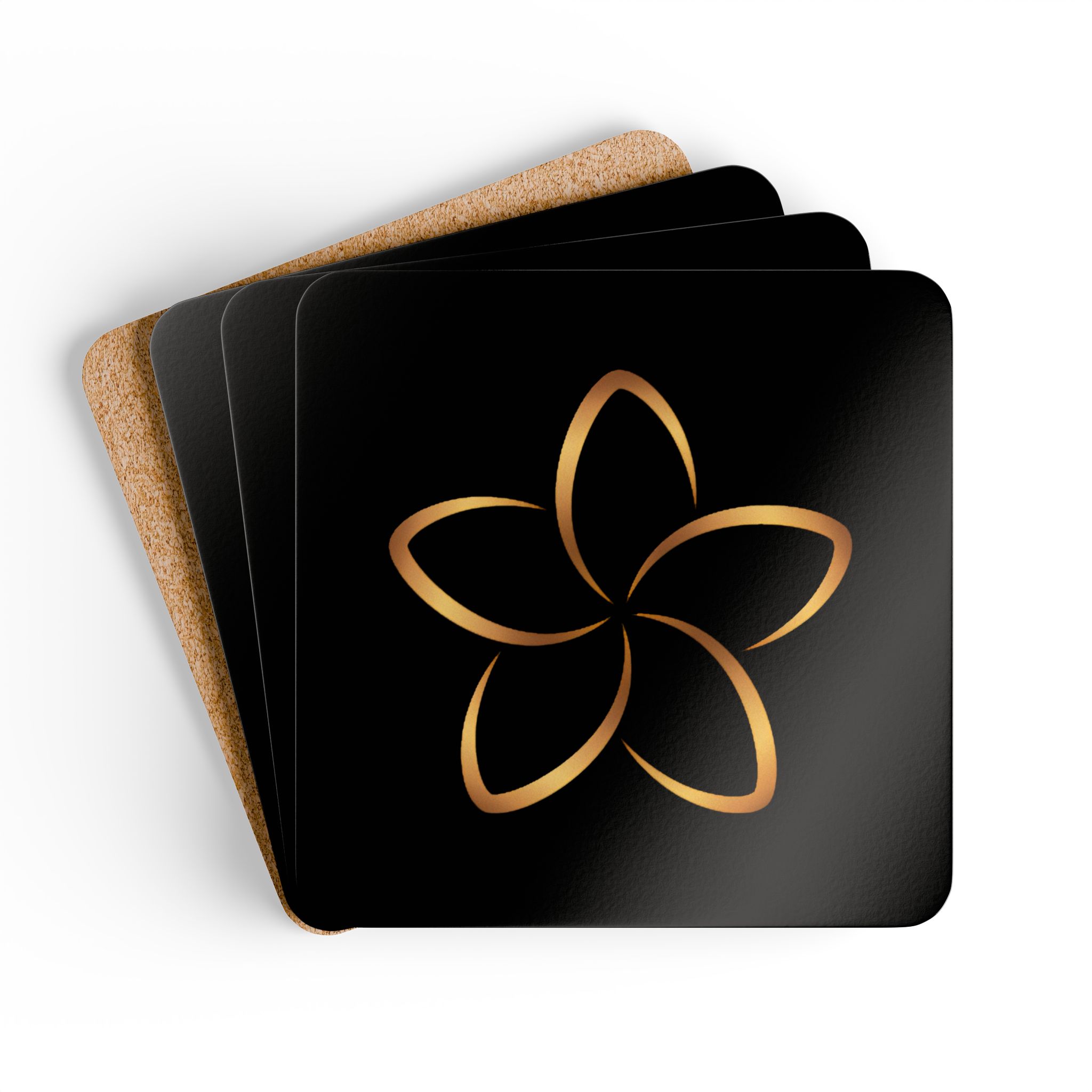 Hardboard Coasters with Cork Bottom (Set of 4)